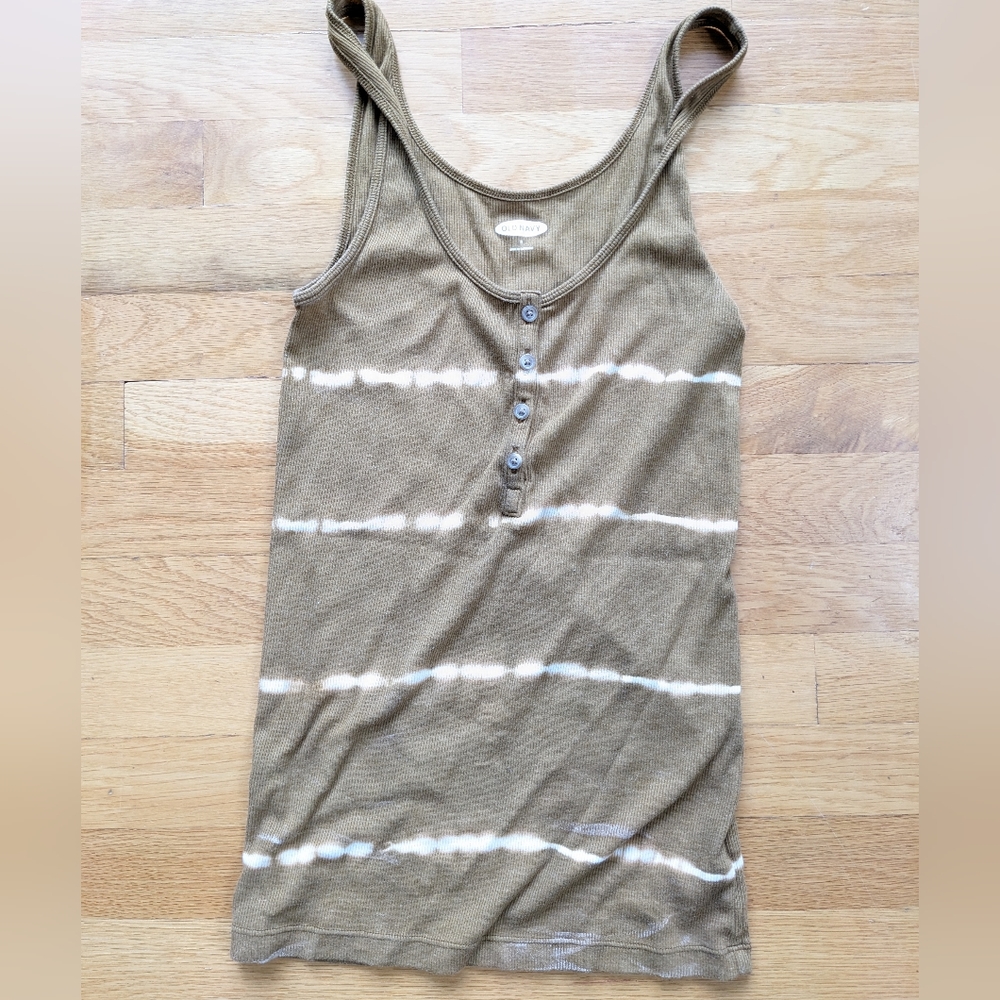 Old Navy tank top. Tan and white stripes. Size Small.